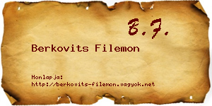 Berkovits Filemon névjegykártya